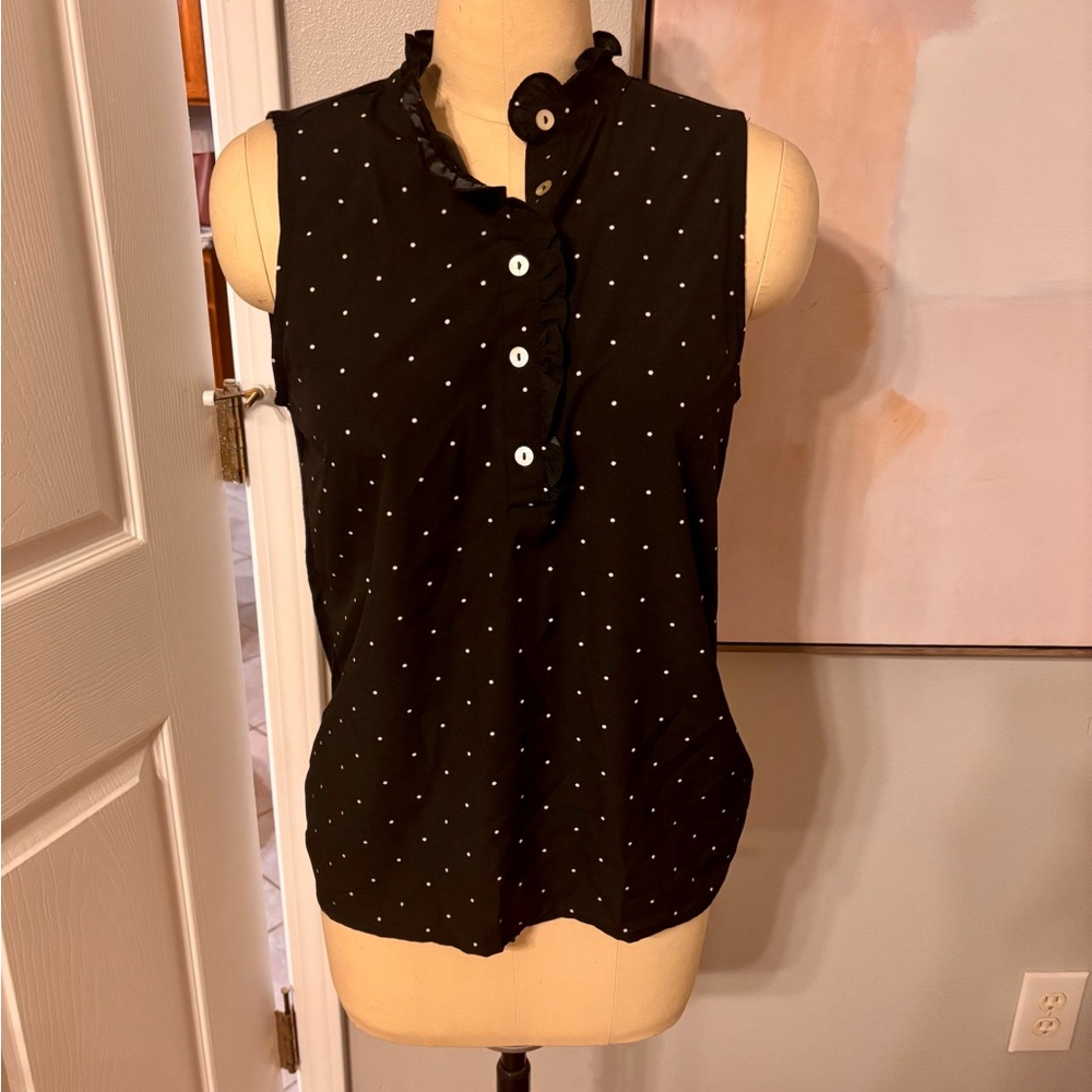 Black Sleeveless Polka Dot Top